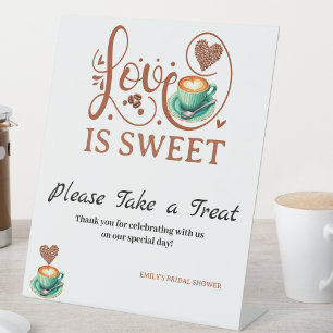 Signe De Table L'amour est un doux café cœur calligraphie terre c