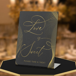 Signe De Table L'Amour Noir & Or Est Douce Prendre Une Treat Favo
