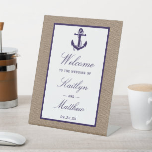 Signe De Table L'Ancre De La Marine Sur La Collection De Mariages