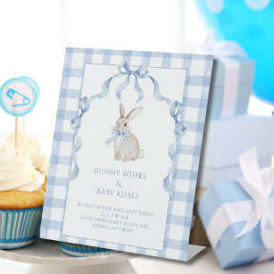 Signe De Table Lapin Lapin Baby shower bleu Devinant Jar