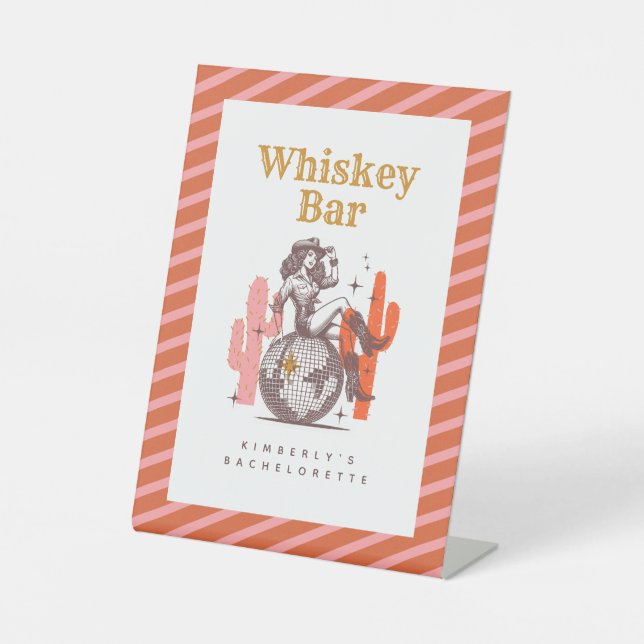 Signe De Table Last Rodeo Cowgirl Whiskey Bar Bachelorette Party  (Recto)
