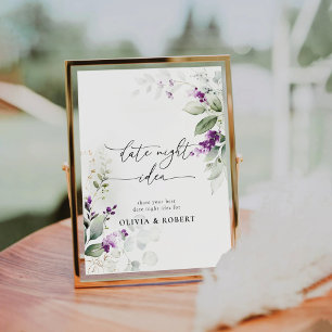 Signe De Table Lavande de verdure pourpre Date Idée de nuit