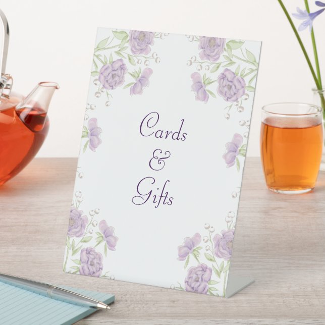 Signe De Table Lavender Purple Rose Wedding Cards Gift Sign (In SItu)