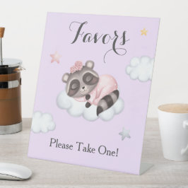 Signe De Table Lavender Raccoon animal fille Baby shower Faveurs