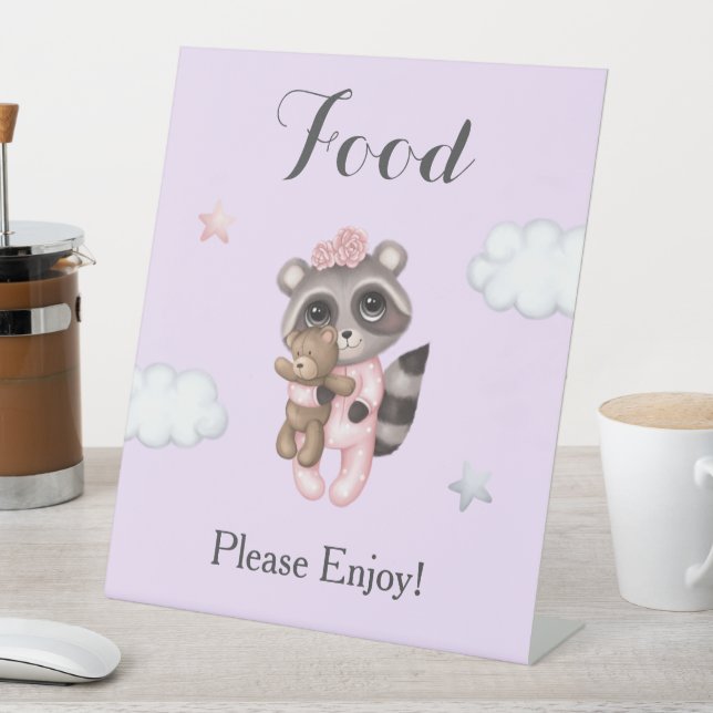 Signe De Table Lavender Raccoon Animaux Baby showers Aliments (In SItu)