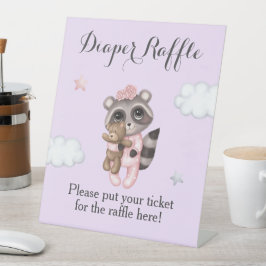 Signe De Table Lavender Raccoon Baby shower Déchets Raffin