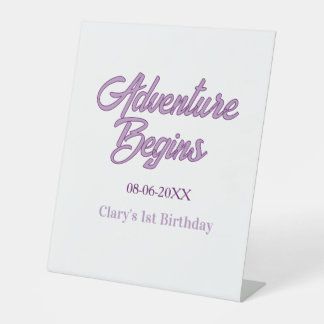 Signe De Table L'aventure commence 1er anniversaire nom date simp