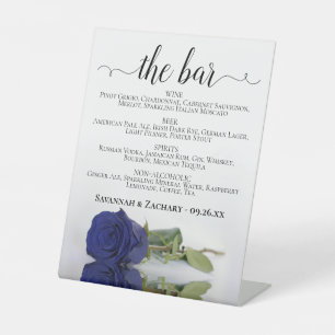 Signe De Table Le bar - Rose bleu marine Boissons Menu Mariage