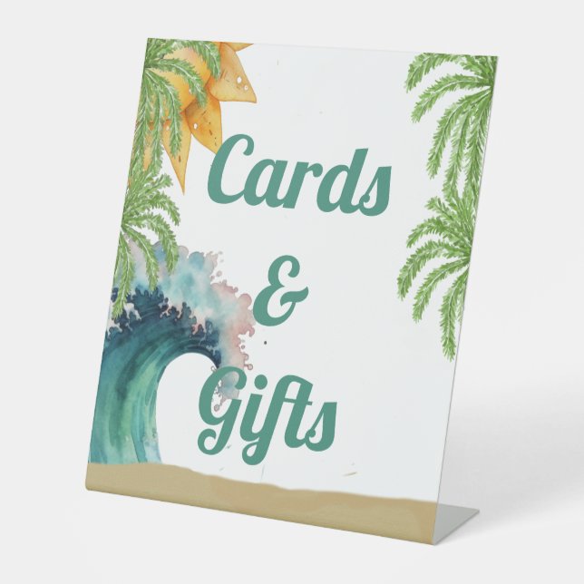 Signe De Table Le Big One Surfer Thème 1er Anniversaire Faveurs (Recto)