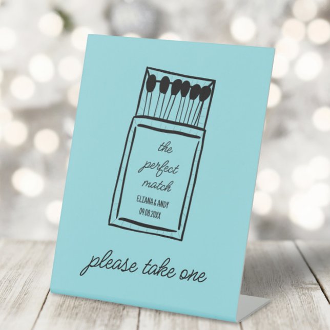 Signe De Table Le Parfait Match Doodle Matchbook Wedding Favor (Créateur téléchargé)