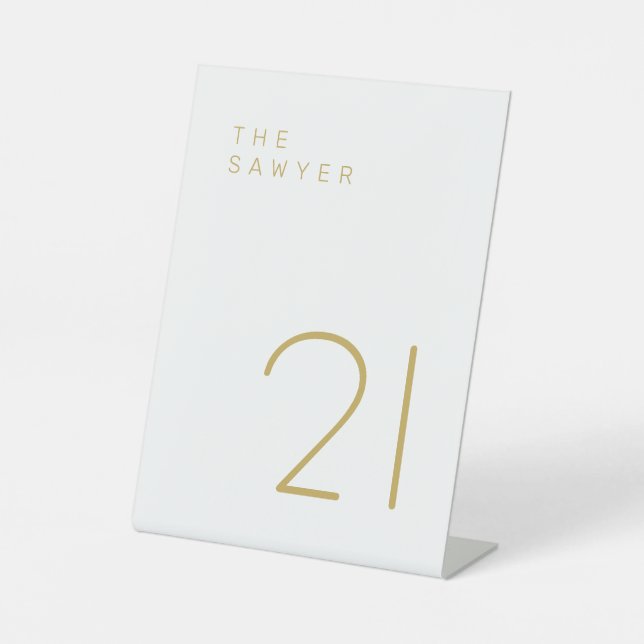 Signe De Table Le Sawyer 21 Gold et White Table Numéro (Recto)