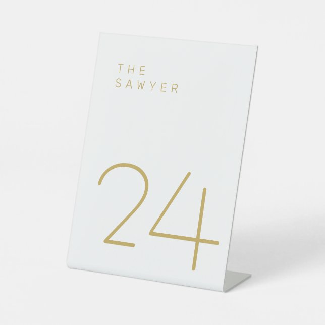 Signe De Table Le Sawyer 24 Gold et White Table Number (Recto)