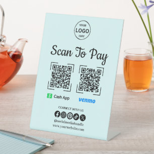 Signe De Table Lecteur de paiement QR Code pour payer Venmo Cash 
