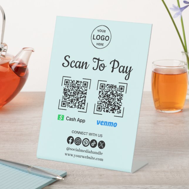 Signe De Table Lecteur de paiement QR Code pour payer Venmo Cash  (In SItu)