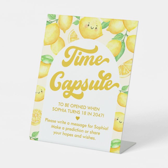 Signe De Table Lemon Anniversaire Heure Capsule Party Jeu (Recto)