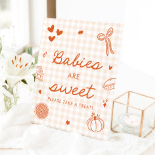 Signe De Table Les bébés Cutie Pie Gingham Orange d'Automne sont 