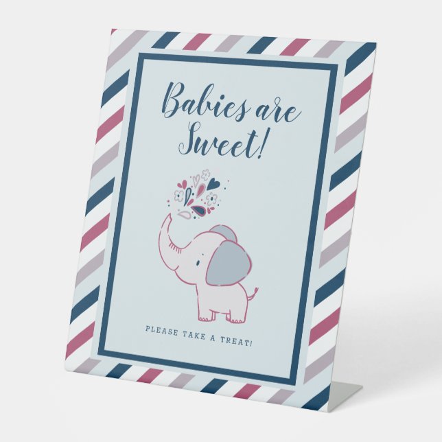 Signe De Table Les bébés roses sont doux Elephant Baby shower Tre (Recto)