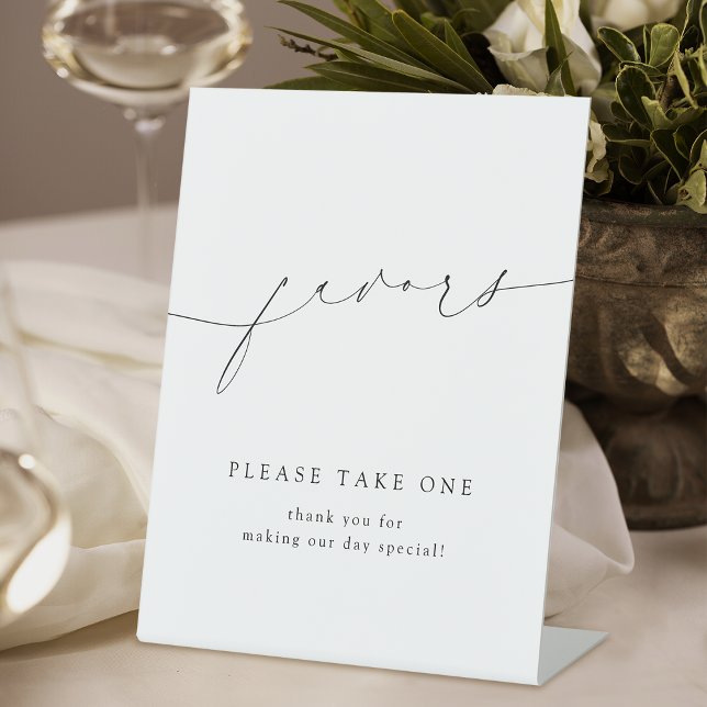 Signe De Table Les faveurs de mariage minimal Script s'il vous pl (Minimal Script wedding favors please take one sign)