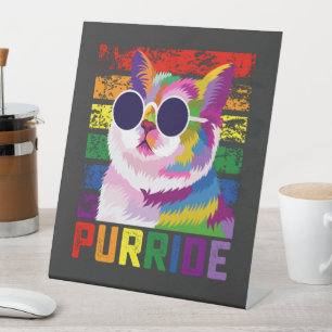 Signe De Table LGBT Tie Dye Pride Chat Purride Gay Rainbow Retro