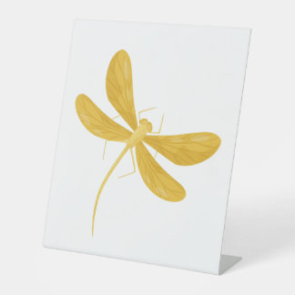 Signe De Table libellule jaune