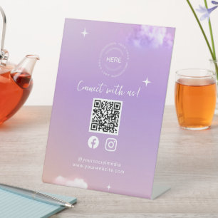 Signe De Table Lilac Connect Us Social Media QR Code