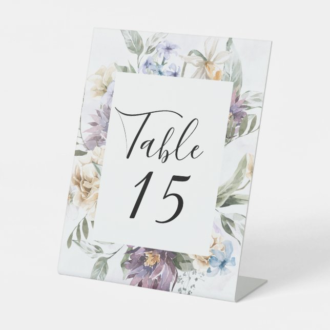 Signe De Table Lilac Purple Peony Fleur sauvage Numéro de table (Recto)