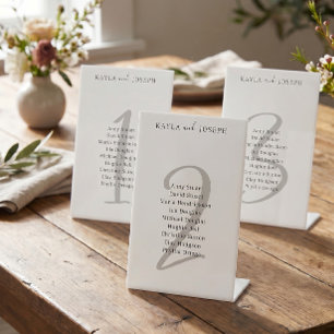 Signe De Table Liste de invités de mariage élégante et simple Tab