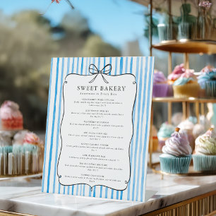 Signe De Table Liste de prix Arc bleu blanc vintage