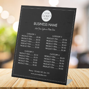 Signe De Table Liste de prix de menu moderne avec logo d'entrepri