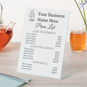 Signe De Table Liste de prix d'entreprise minimaliste pour pancar