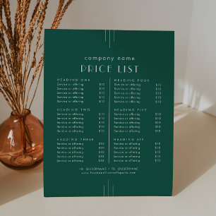 Signe De Table Liste de prix des services commerciaux EVERLY Emer
