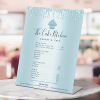 Liste de prix du menu de la pâtisserie Blue Cupcak
