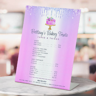 Signe De Table Liste de Prix du Menu Gouttes de Paillettes de la