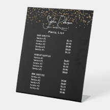 Liste de prix du salon de beauté Black & Gold Glit