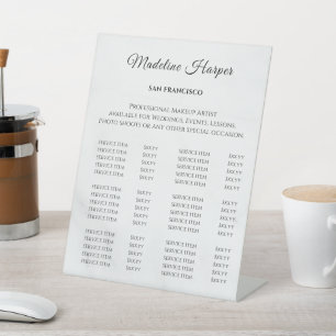 Signe De Table Liste de prix du salon de beauté d'affaires modern