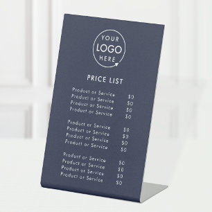 Signe De Table Liste de prix   Navy Blue Modern Business Logo