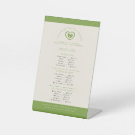 Signe De Table Liste de prix produit deux feuilles vert logo