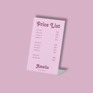Signe De Table Liste de prix Service Rose Rétro