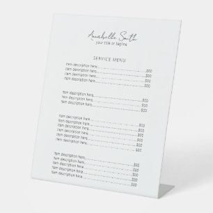 Signe De Table Liste de prix simple élégant minimaliste moderne
