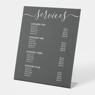 Signe De Table Liste des menus de service moderne gris foncé et b