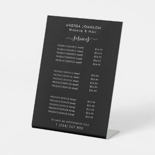 Signe De Table Liste des prix du menu des services aux entreprise