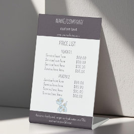 Signe De Table Liste des prix du service pour chien pour chien de