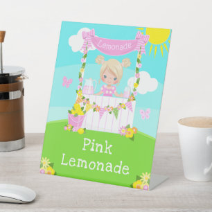 Signe De Table Litronade rose Stand Anniversaire Blonde Hair Girl