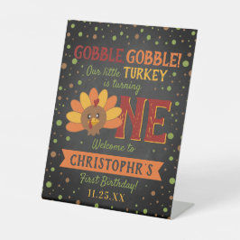 Signe De Table Little Turkey Fall Thanksgiving 1er anniversaire