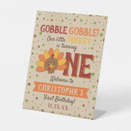 Signe De Table Little Turkey Fall Thanksgiving 1er anniversaire