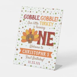 Signe De Table Little Turkey Fall Thanksgiving 1er anniversaire