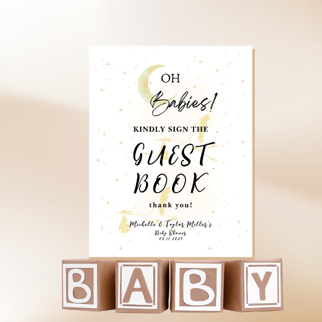 Signe De Table Livre d'hôtes Baby shower Neutral Twin Stores (Créateur téléchargé)