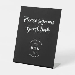 Signe De Table Livre d'invité du Mariage botanique noir blanc