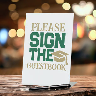 Signe De Table Livre d'or, blanc et vert Table d'inscription