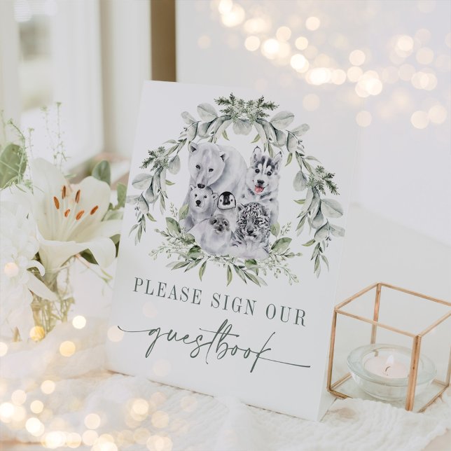 Signe De Table Livre d'or d'animaux de l'Arctique pour les fêtes  (Créateur téléchargé)